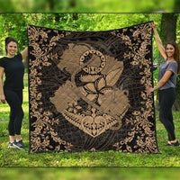 Hawaii Anchor Hibiscus Flower Vintage Premium Quilts - AH - Gold Black - Polynesian Pride