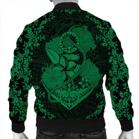 Hawaii Anchor Hibiscus Flower Vintage Bomber Jacket - AH - Green - Polynesian Pride