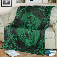 Hawaii Anchor Hibiscus Flower Vintage Premium Blankets - AH - Green - Polynesian Pride