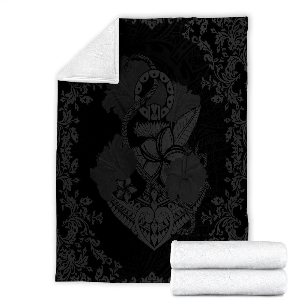 Hawaii Anchor Hibiscus Flower Vintage Premium Blankets - AH - Grey - Polynesian Pride