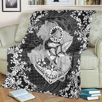 Hawaii Anchor Hibiscus Flower Vintage Premium Blankets - AH - Polynesian Pride