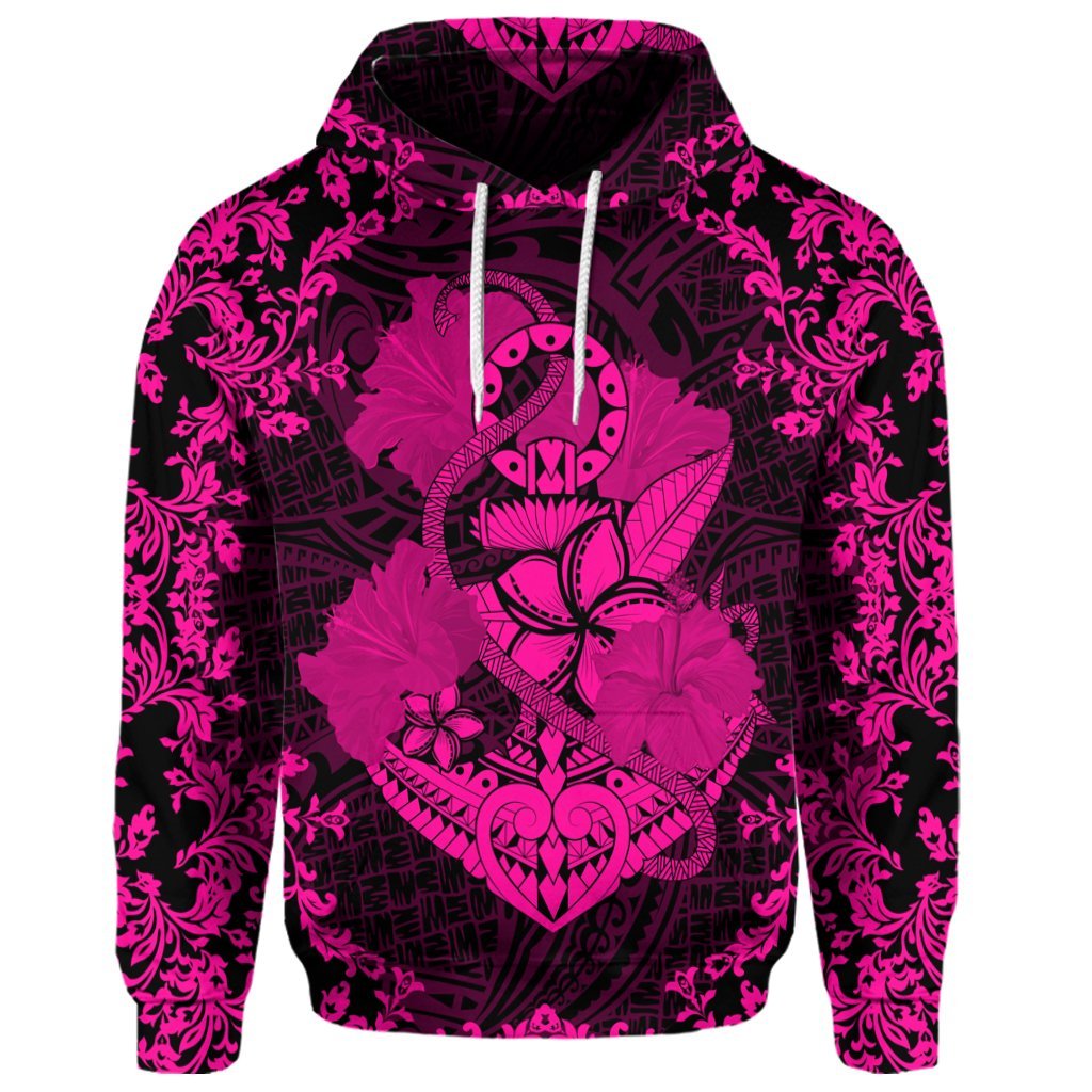 Custom Hawaii Anchor Hibiscus Flower Vintage Hoodie Pink - Polynesian Pride