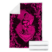 Hawaii Anchor Hibiscus Flower Vintage Premium Blankets - AH - Pink - Polynesian Pride