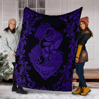 Hawaii Anchor Hibiscus Flower Vintage Premium Blankets - AH - Purple - Polynesian Pride