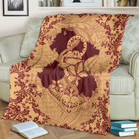 Hawaii Anchor Hibiscus Flower Vintage Premium Blankets - AH - Red Orange - Polynesian Pride