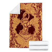 Hawaii Anchor Hibiscus Flower Vintage Premium Blankets - AH - Red Orange - Polynesian Pride
