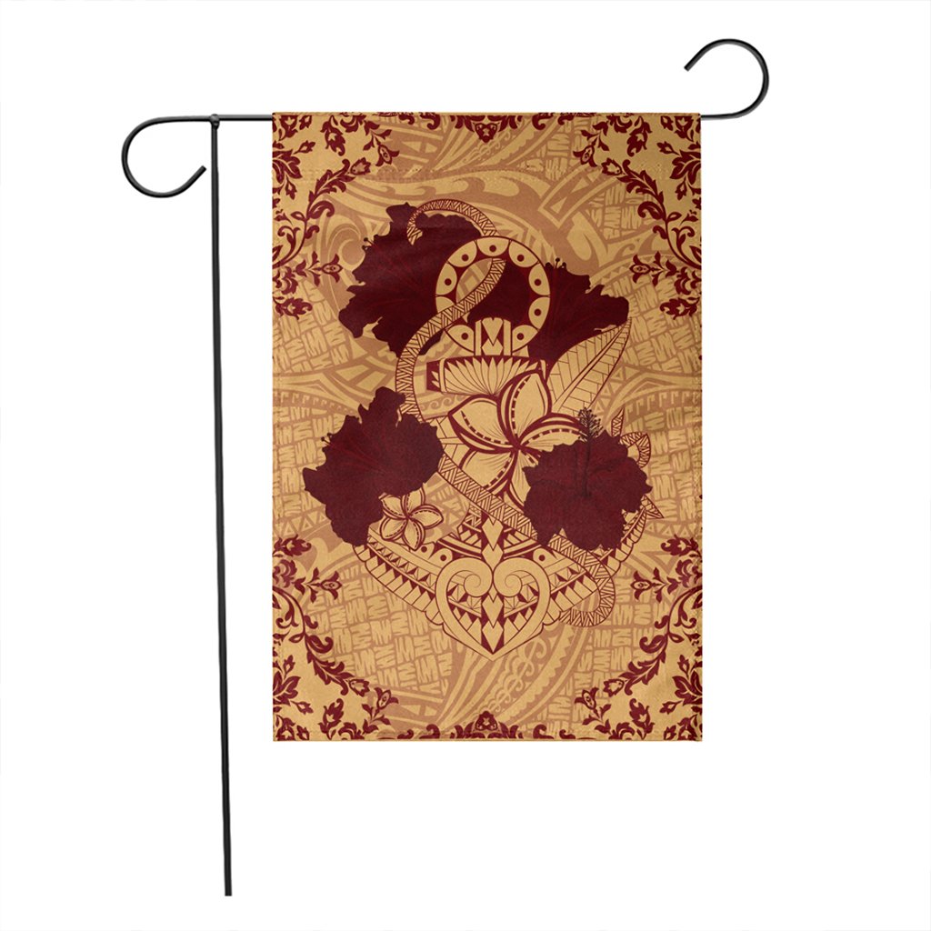 Hawaii Anchor Hibiscus Flower Vintage Flag - AH - Red Orange - Polynesian Pride