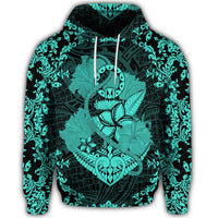 Hawaiian Anchor Hibiscus Flower Vintage Hoodie Turquoise - Polynesian Pride