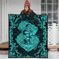 Hawaii Anchor Hibiscus Flower Vintage Premium Quilts - AH - Turquoise - Polynesian Pride
