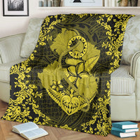Hawaii Anchor Hibiscus Flower Vintage Premium Blankets - AH - Yellow - Polynesian Pride