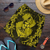 Hawaii Anchor Hibiscus Flower Vintage Men's Shorts - AH - Yellow Art - Polynesian Pride