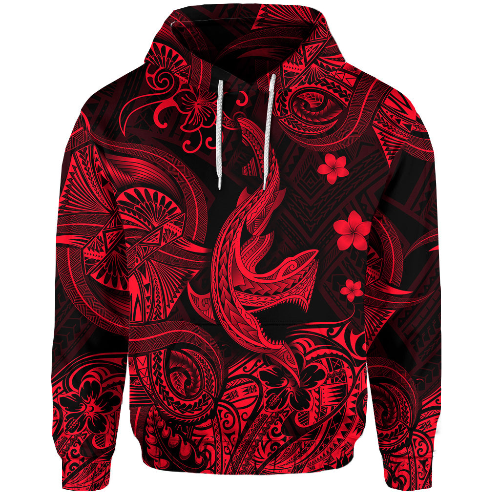 Custom Hawaii Shark Angry Polynesian Hoodie Unique Style Red LT8 - Polynesian Pride