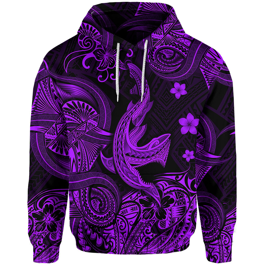 Hawaii Angry Shark Polynesian Hoodie Unique Style Purple LT8 - Polynesian Pride