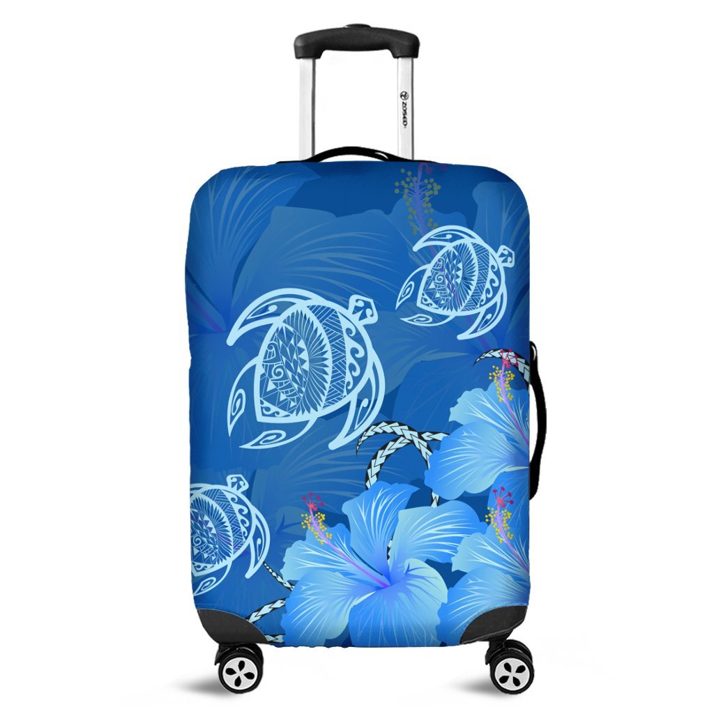 Hawaii Blue Hibiscus Turtle Polynesian Luggage Covers - AH Blue - Polynesian Pride