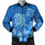 Hawaii Blue Hibiscus Turtle Polynesian Bomber Jacket - AH Black Unisex - Polynesian Pride