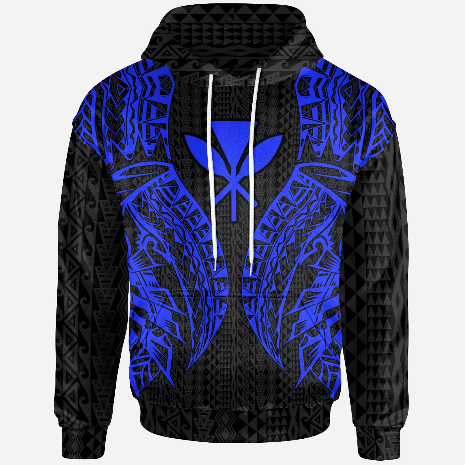 Hawaii Hoodie Polynesian Lion Head Blue Style Unisex Blue - Polynesian Pride