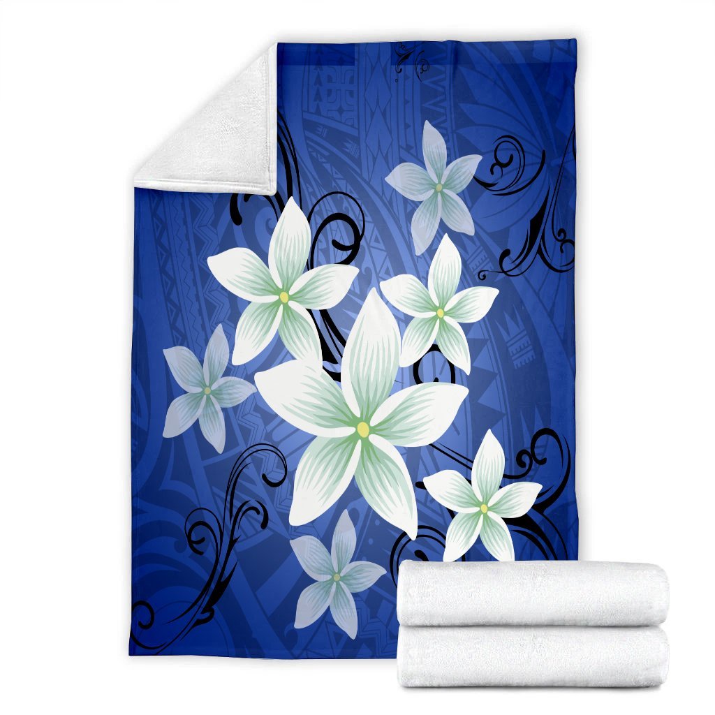 Hawaii Blue Plumeria Premium Blankets - AH - Polynesian Pride