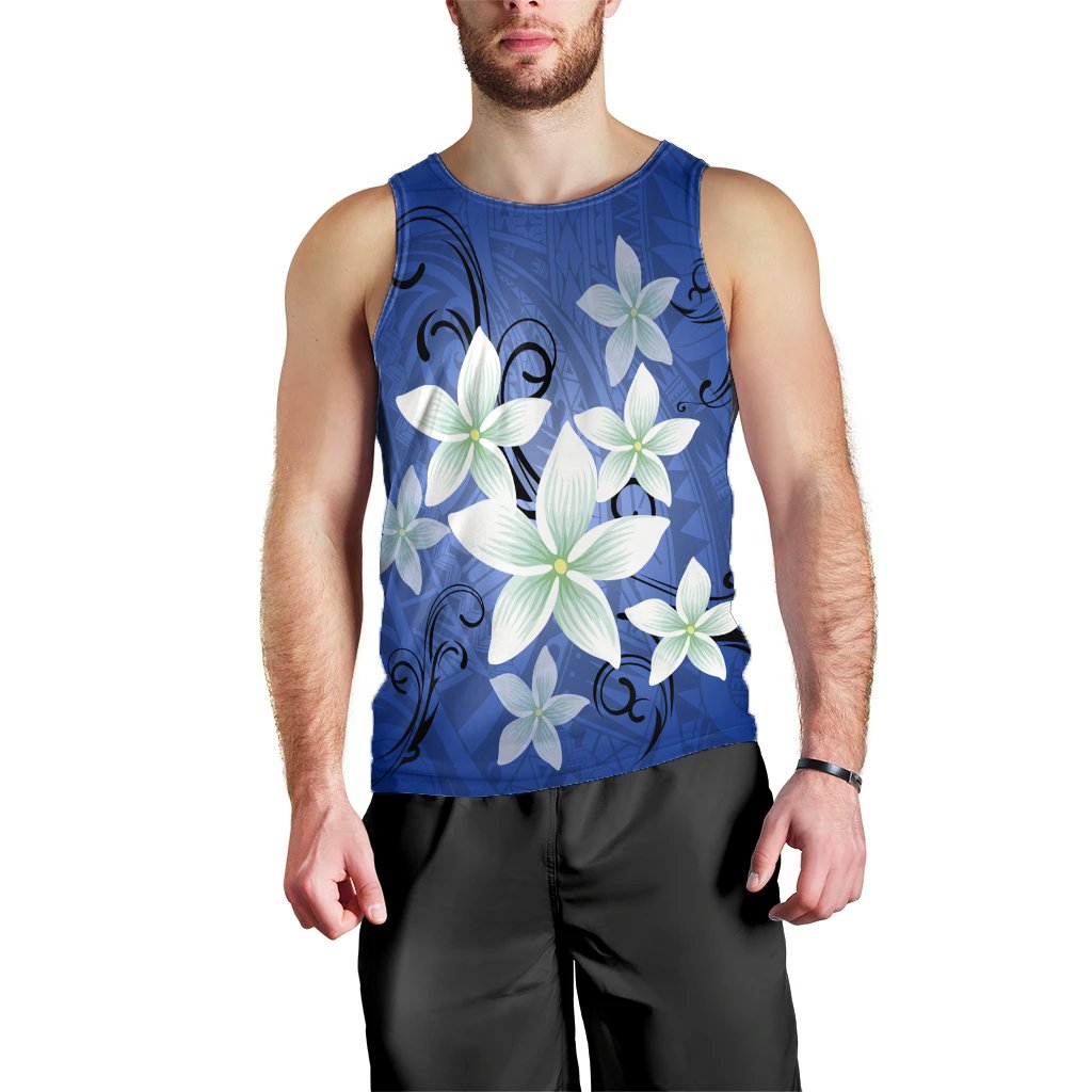 Hawaii Blue Plumeria Tank Top - AH Black - Polynesian Pride