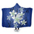 Hawaii Blue Plumeria Hooded Blanket - AH Hooded Blanket White - Polynesian Pride