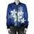 Hawaii Blue Plumeria Bomber Jacket - AH - Polynesian Pride