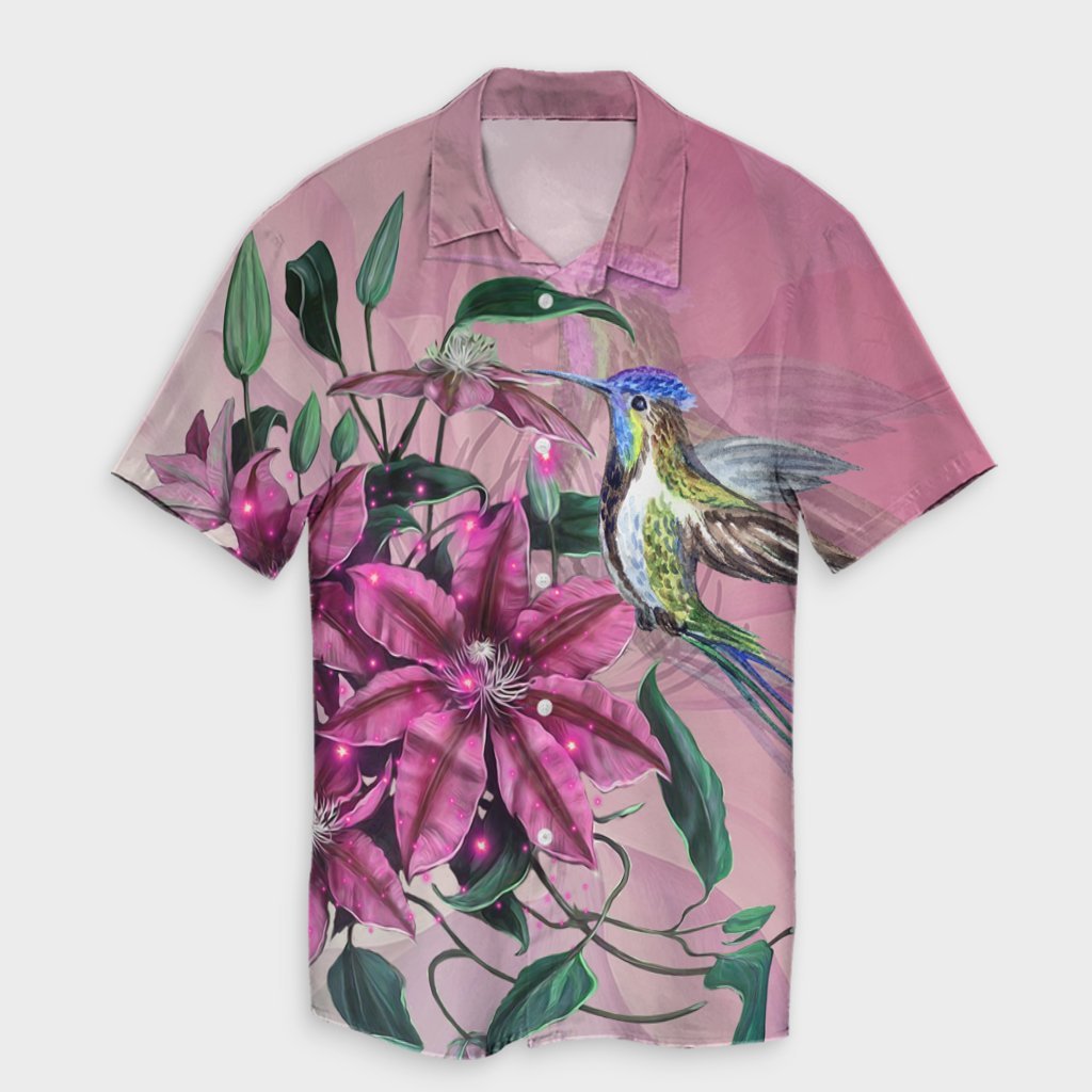 Hawaii Clematis Humming Bird Hawaiian Shirt - AH Unisex Black - Polynesian Pride