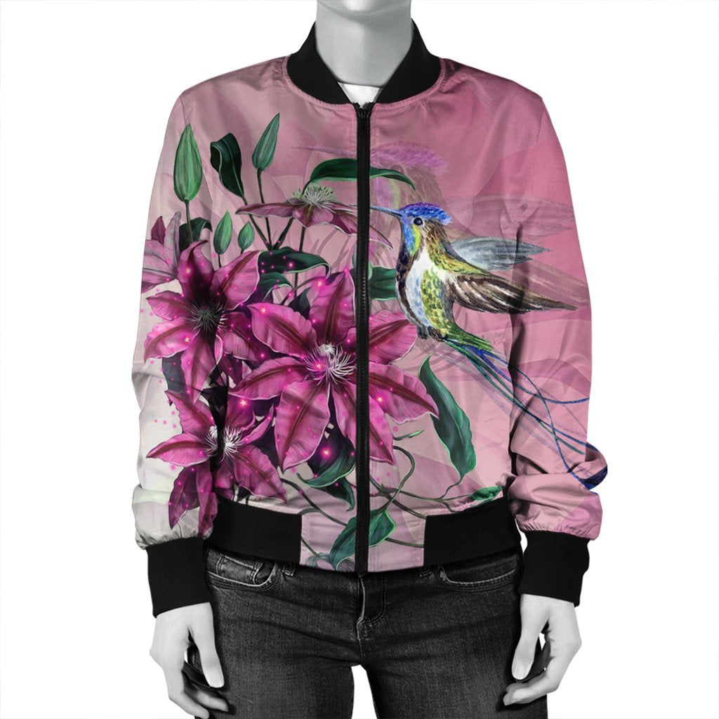 Hawaii Clematis Humming Bird Bomber Jacket - AH - Polynesian Pride