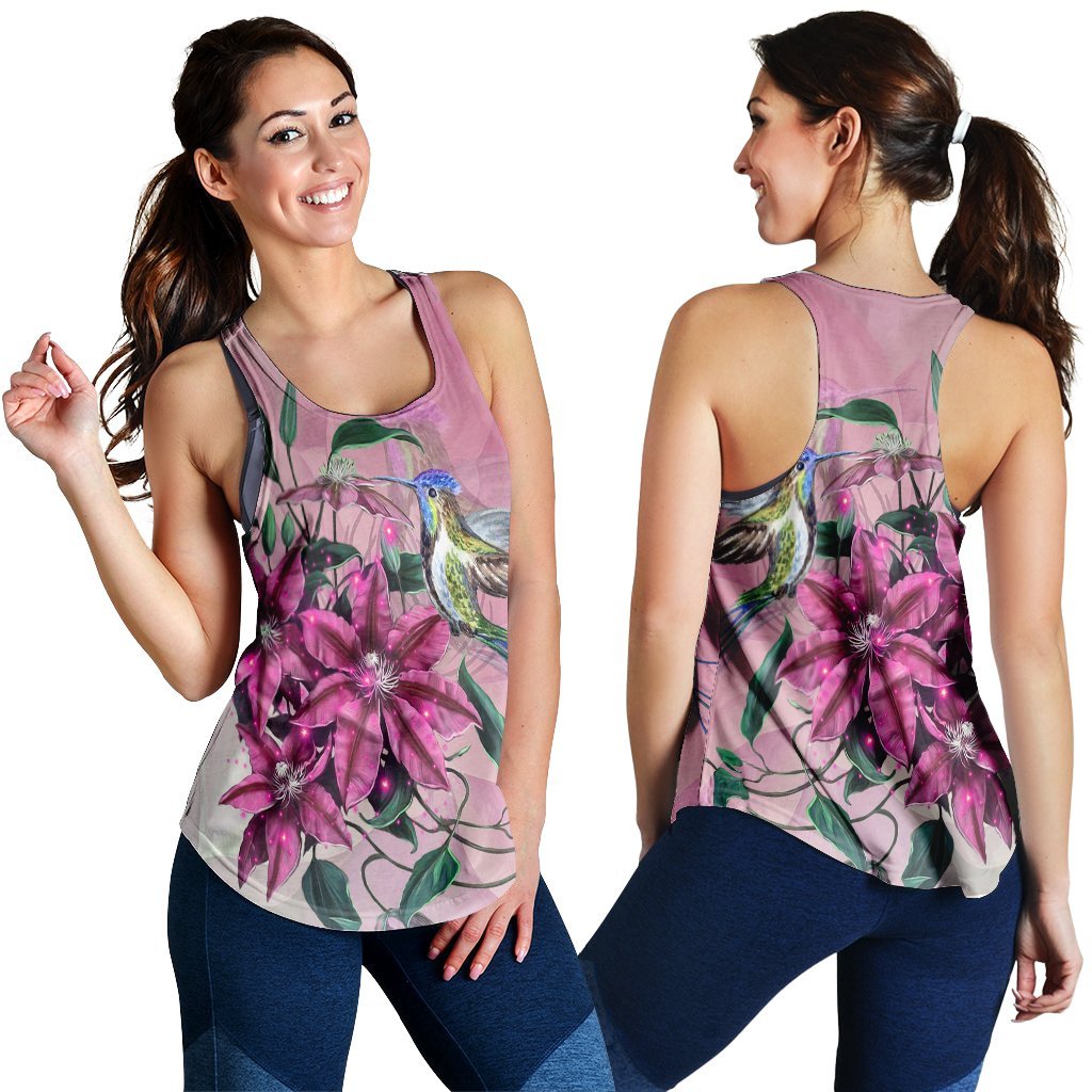 Hawaii Clematis Humming Bird Racerback Tank - AH Black - Polynesian Pride