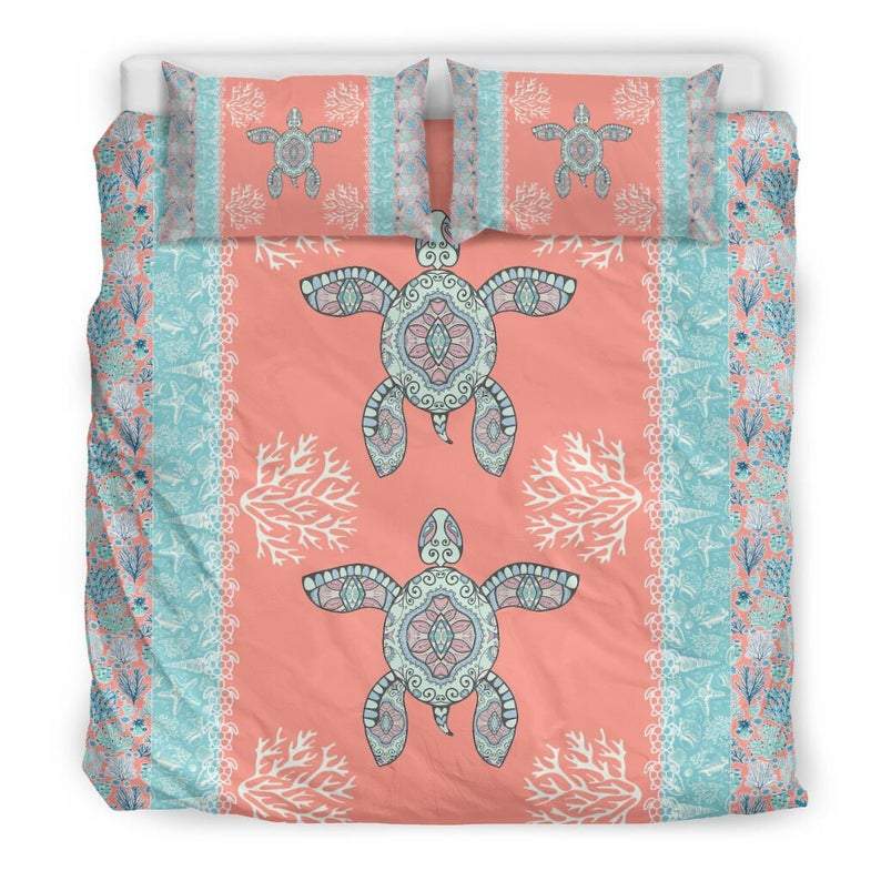 Hawaii Coral Turtle Bedding Set - Peach - AH Peach - Polynesian Pride