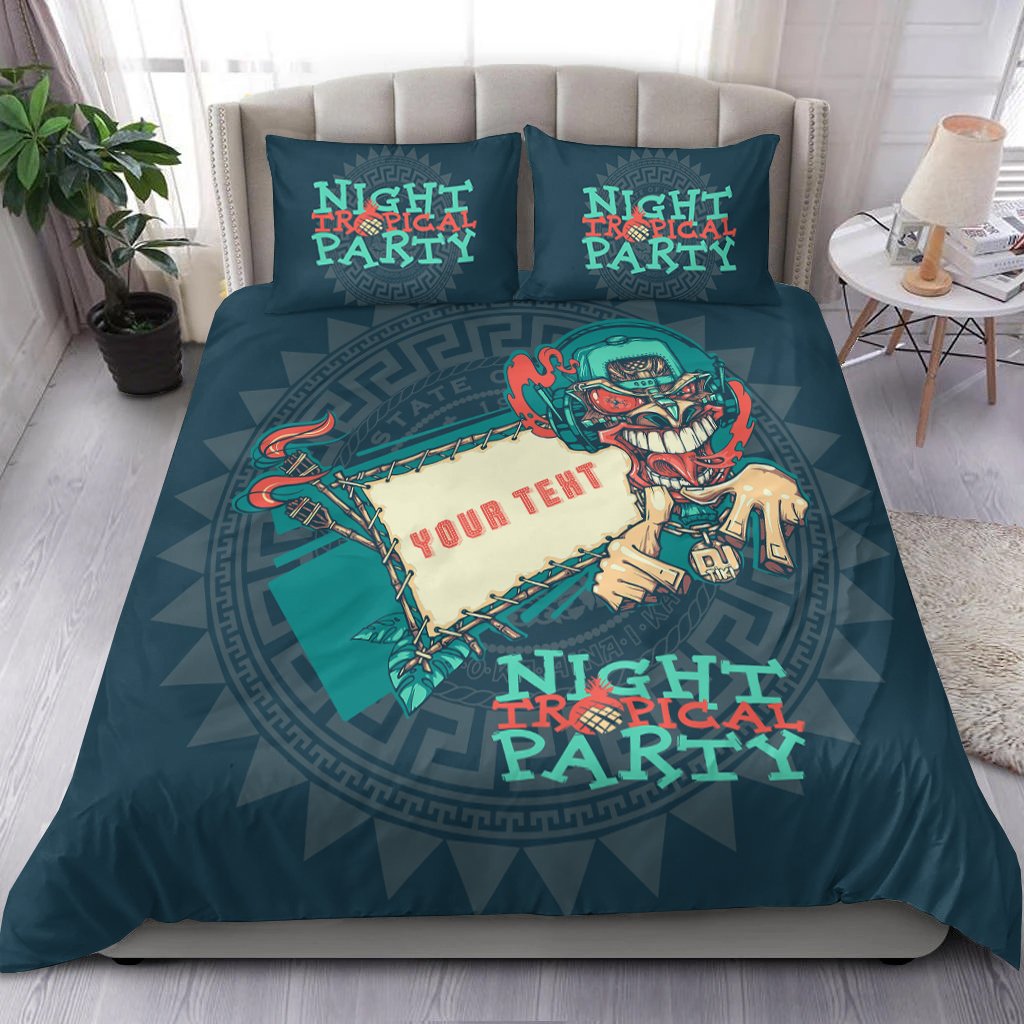 Hawaii Custom Personalized Bedding Set - Tiki DJ Party - Polynesian Pride