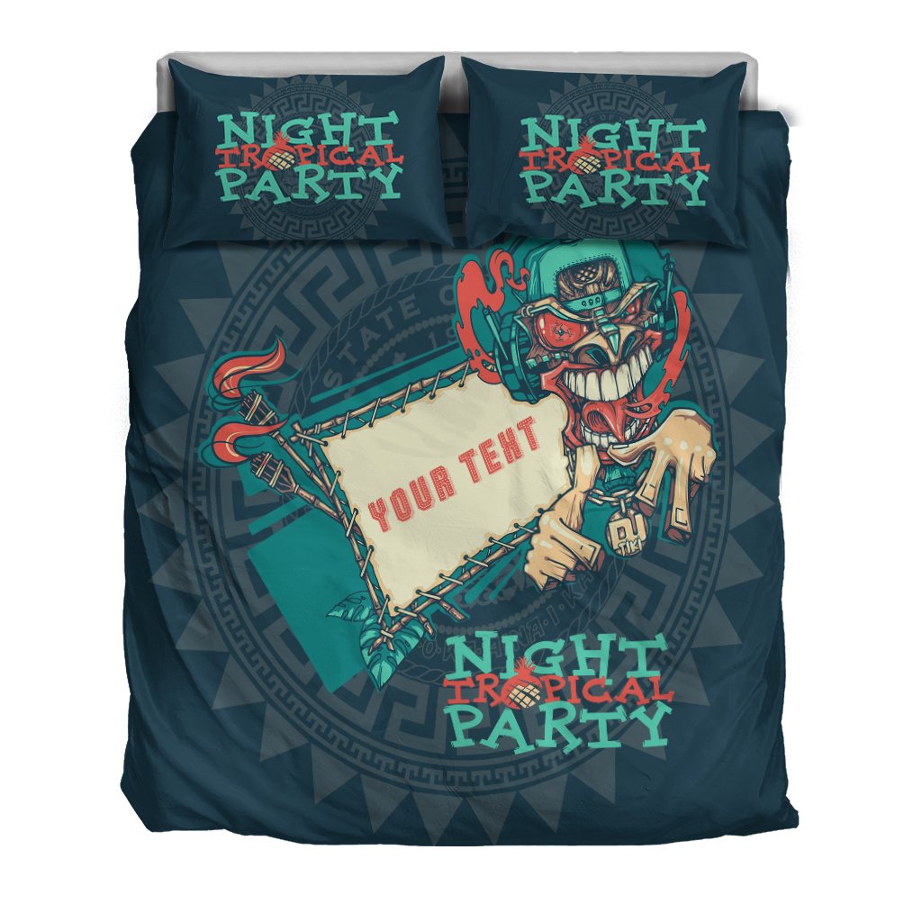 Hawaii Custom Personalized Bedding Set - Tiki DJ Party - Polynesian Pride