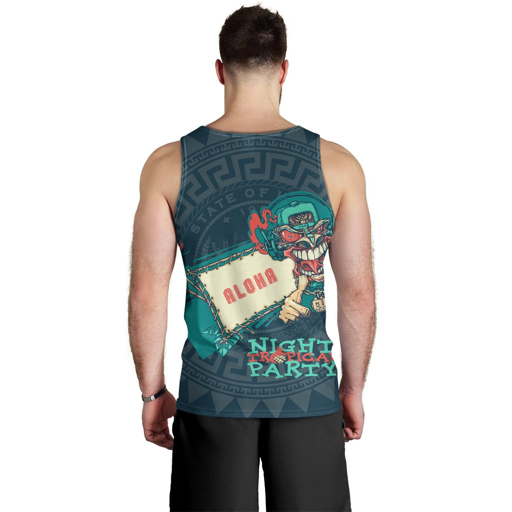 Hawaii Custom Personalized Men's Tank Top - Tiki DJ Party - Polynesian Pride