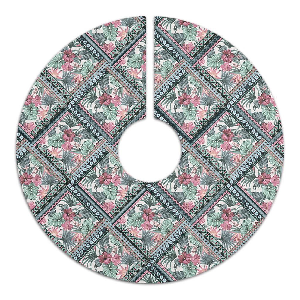Hawaii Exotic Tropical Flowers In Pastel Colors Tree Skirt - Polynesian Pride