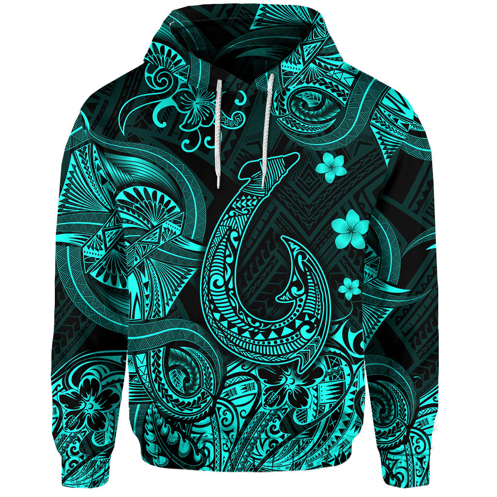 Custom Hawaii Fish Hook Polynesian Hoodie Unique Style Turquoise LT8 - Polynesian Pride