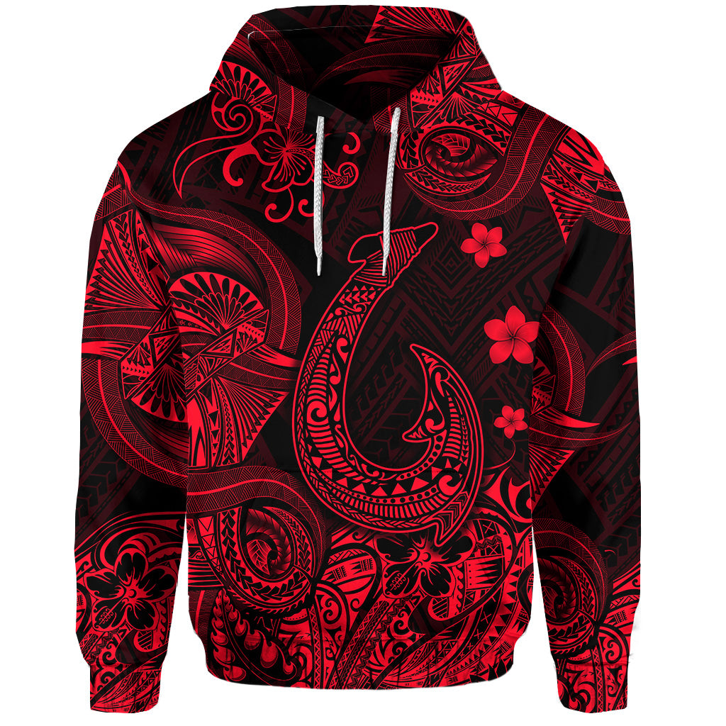 Custom Hawaii Fish Hook Polynesian Hoodie Unique Style Red LT8 - Polynesian Pride