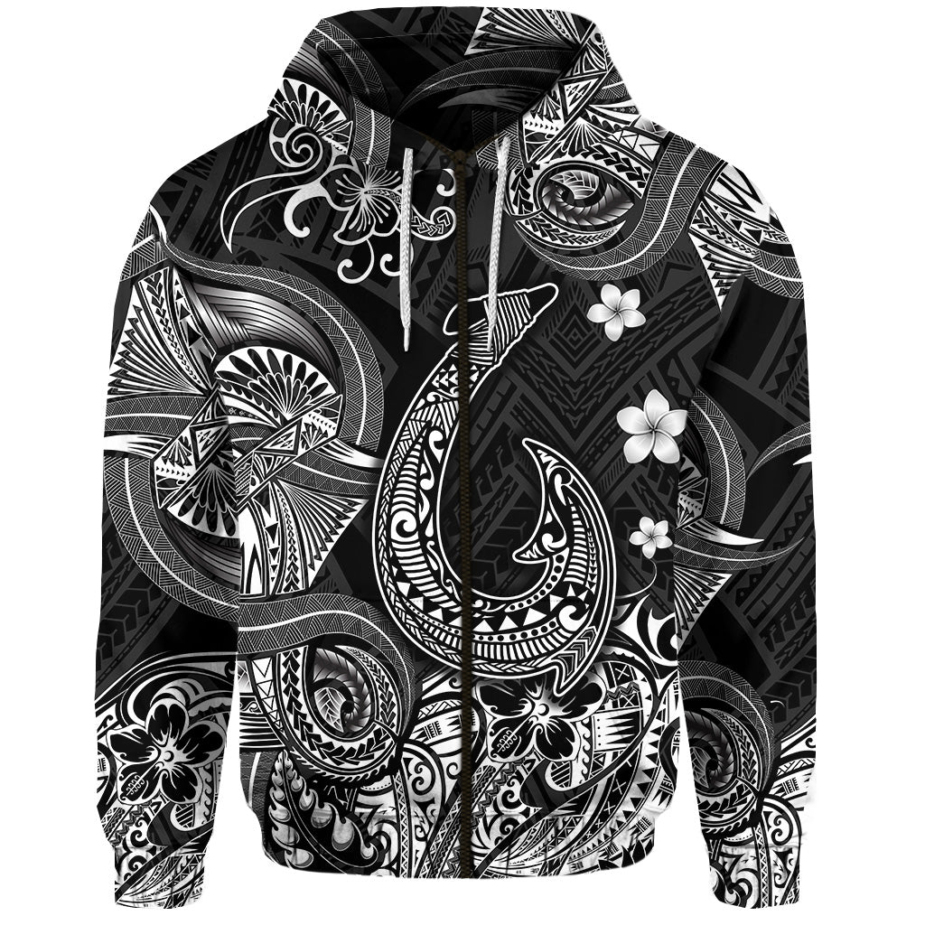 Hawaii Fish Hook Polynesian Zip Hoodie Unique Style Black LT8 - Polynesian Pride