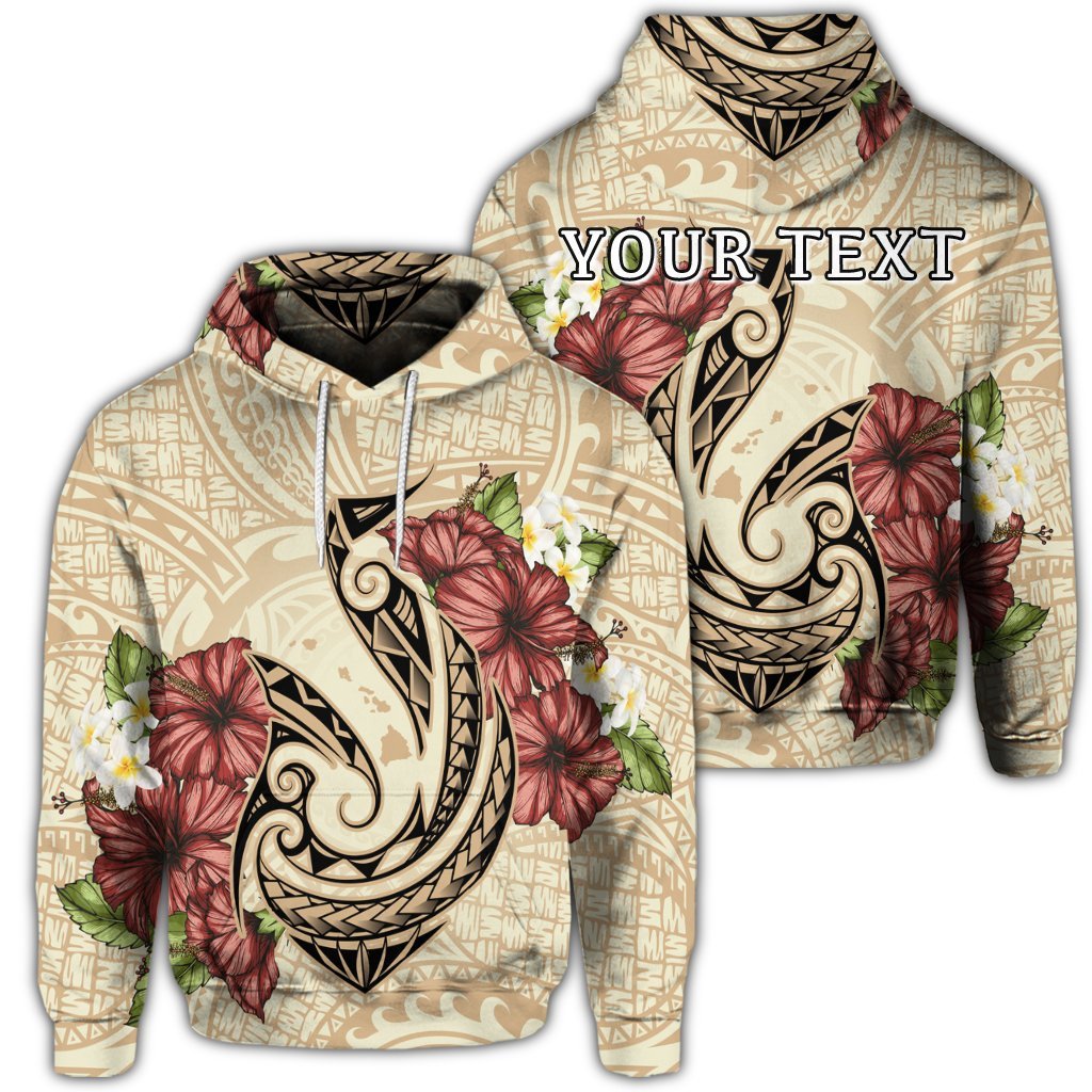 Custom Hawaii Fish Hook Hibiscus Plumeria Polynesian Hoodie Unisex Art - Polynesian Pride