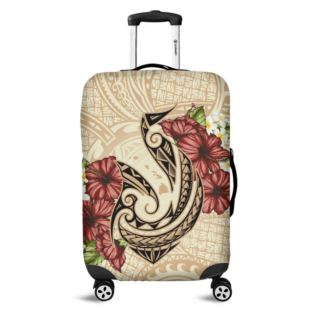 Hawaii Fish Hook Hibiscus Plumeria Polynesian Luggage Covers - AH Black - Polynesian Pride