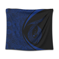 Hawaii Fish Hook Polynesian Tapestry - Circle Style Blue - AH Wall Tapestry Black - Polynesian Pride