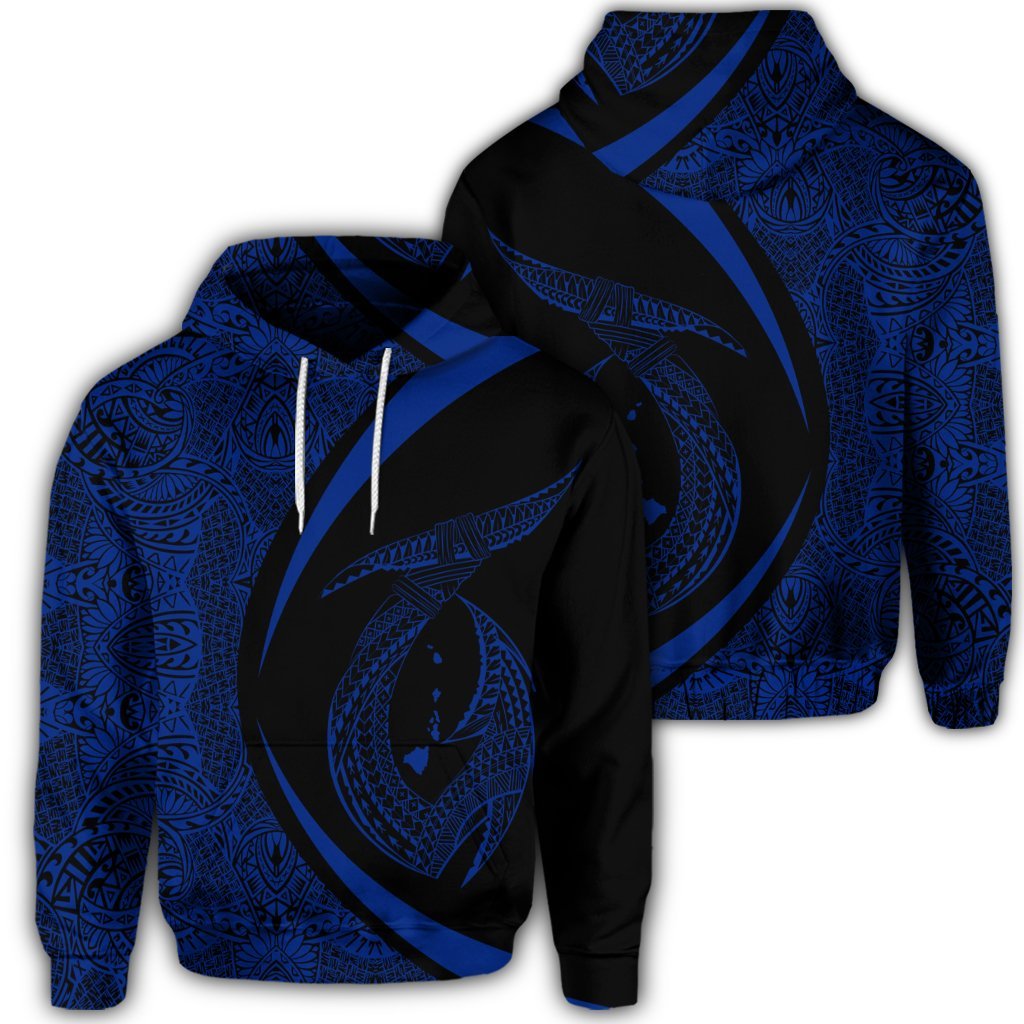 Hawaiian Fish Hook Polynesian Hoodie Circle Style Blue Unisex Art - Polynesian Pride