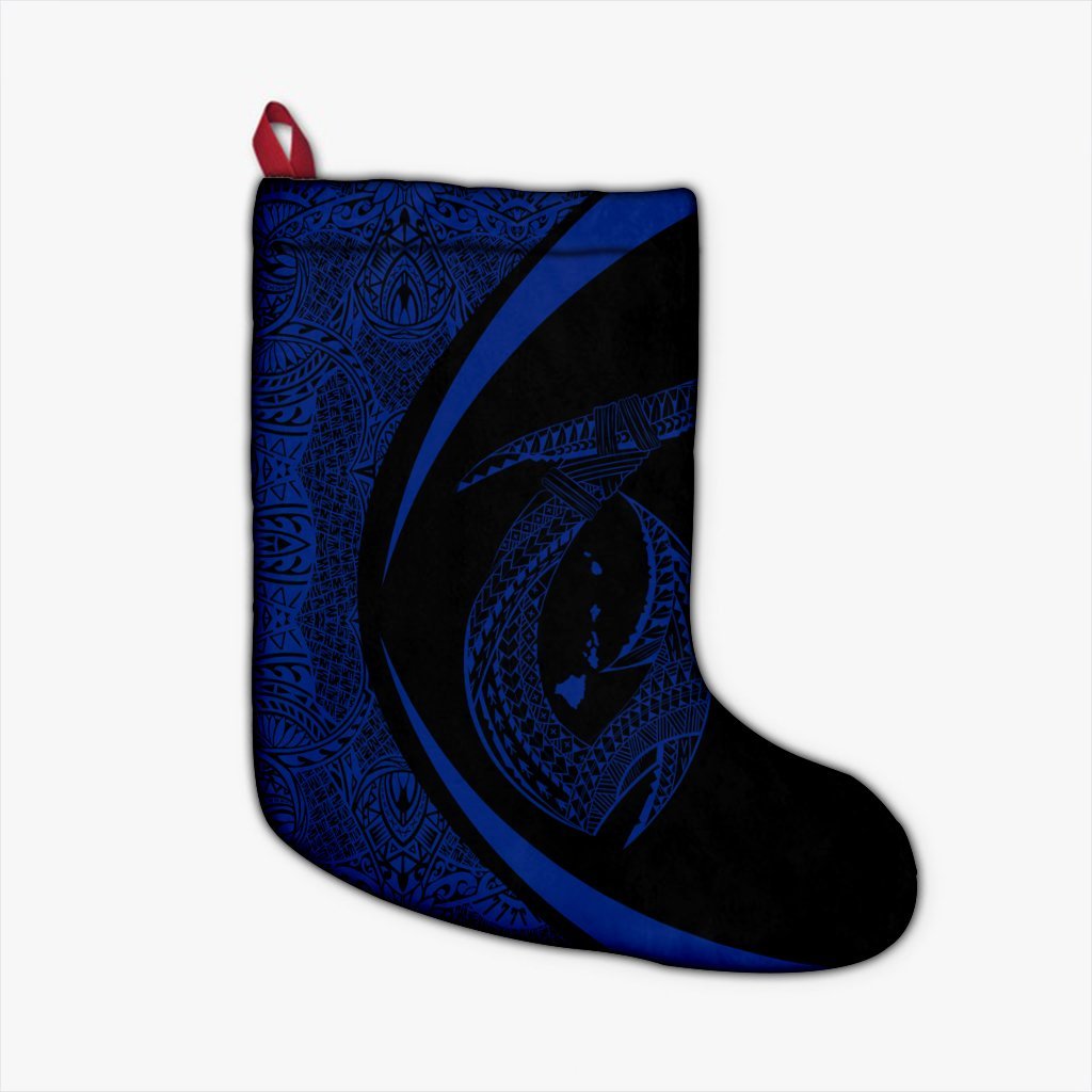 Hawaii Fish Hook Polynesian Christmas Stocking - Circle Style Blue - AH Christmas Stocking 26 X 42 cm Black - Polynesian Pride