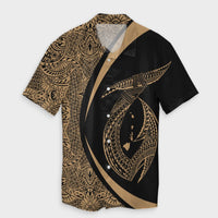 Hawaii Fish Hook Polynesian Hawaiian Shirt - Circle Style Gold - AH Unisex Black - Polynesian Pride