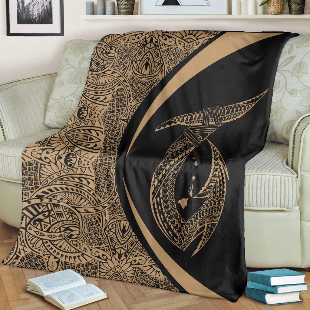 Hawaii Fish Hook Polynesian Premium Blankets - Circle Style Gold - AH - Polynesian Pride