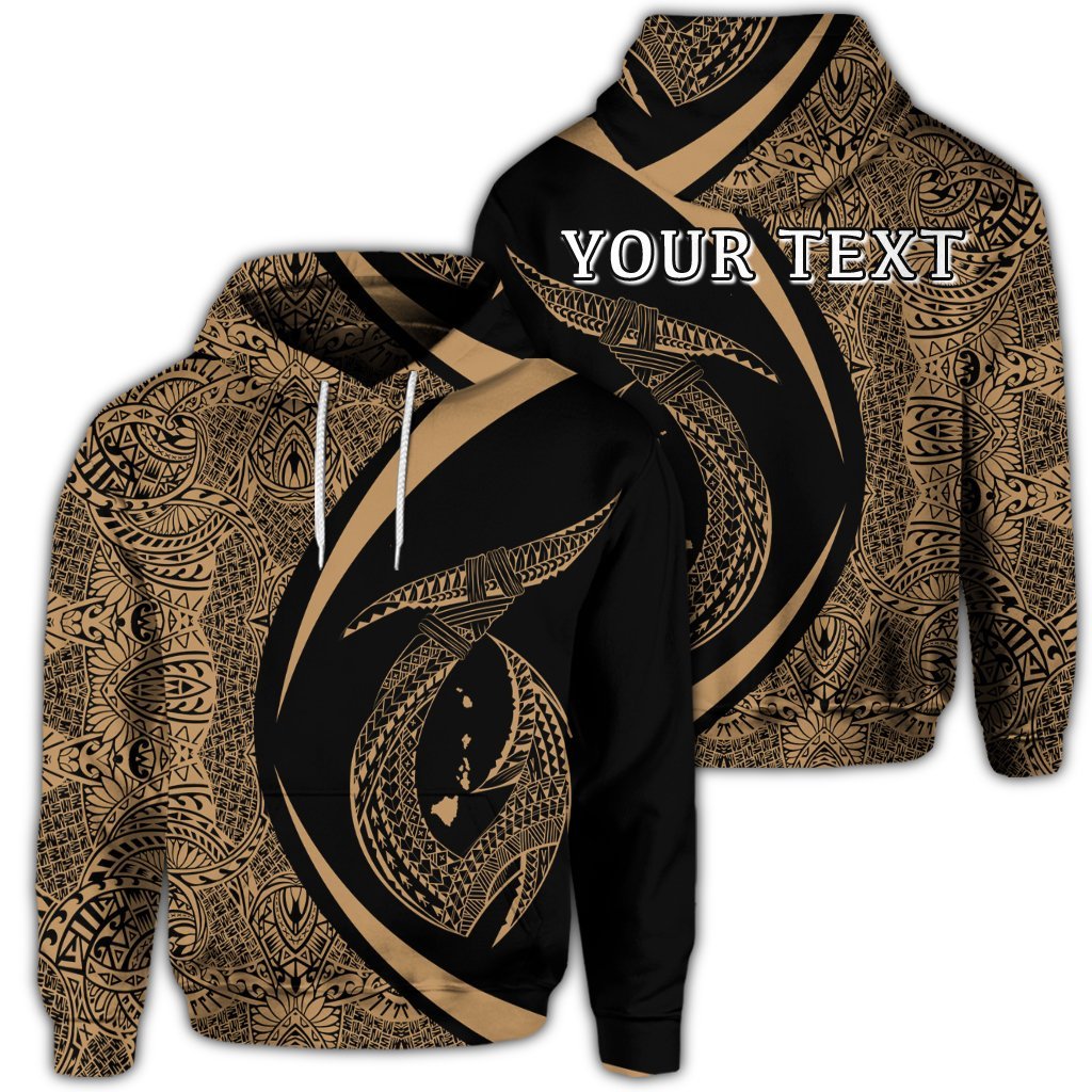 Custom Hawaii Fish Hook Polynesian Hoodie Circle Style Gold Unisex Art - Polynesian Pride