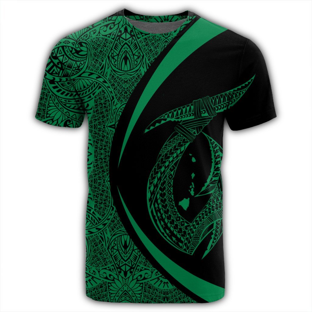 Hawaii Fish Hook Polynesian T Shirt Circle Style Green - Polynesian Pride