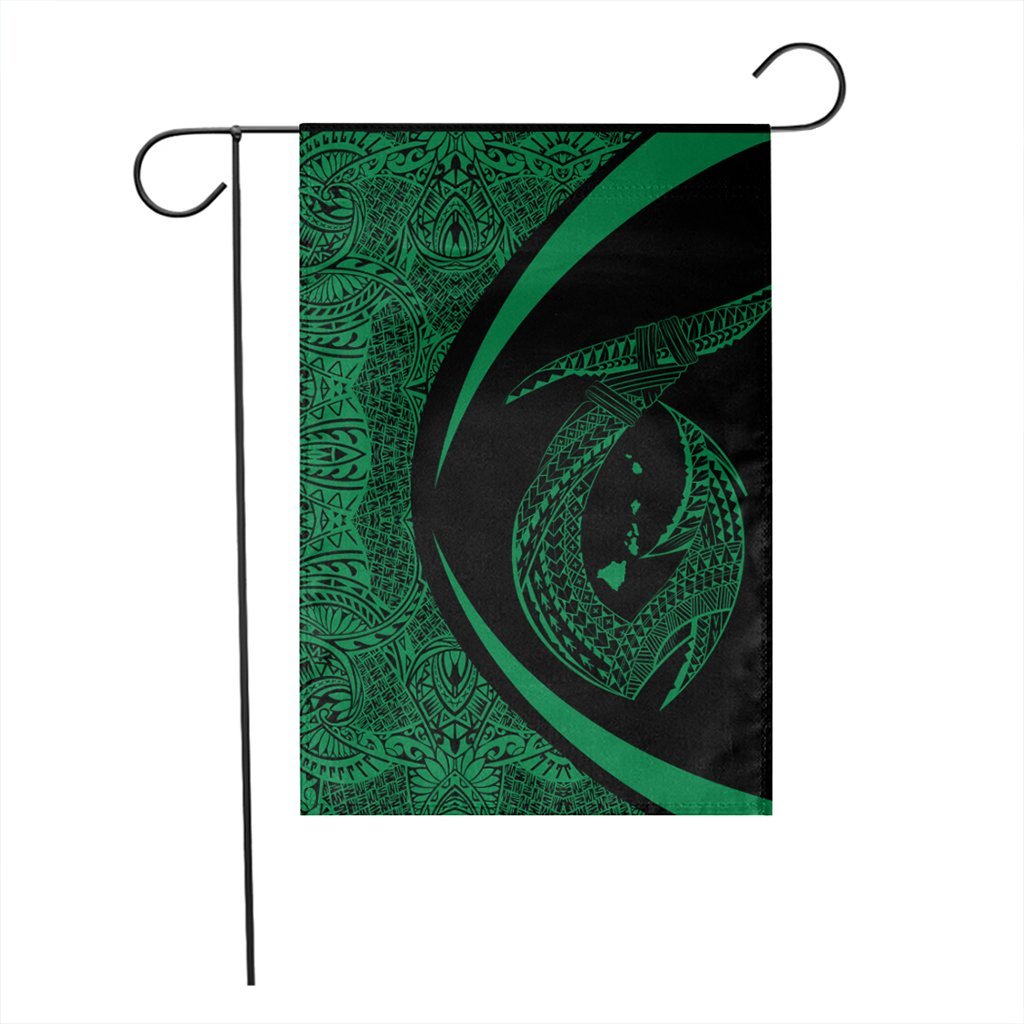 Hawaii Fish Hook Polynesian Flag - Circle Style Green - AH - Polynesian Pride