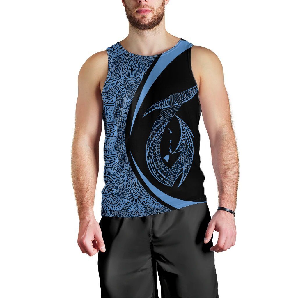 Hawaii Fish Hook Polynesian Tank Top - Circle Style Pastel - AH Black - Polynesian Pride