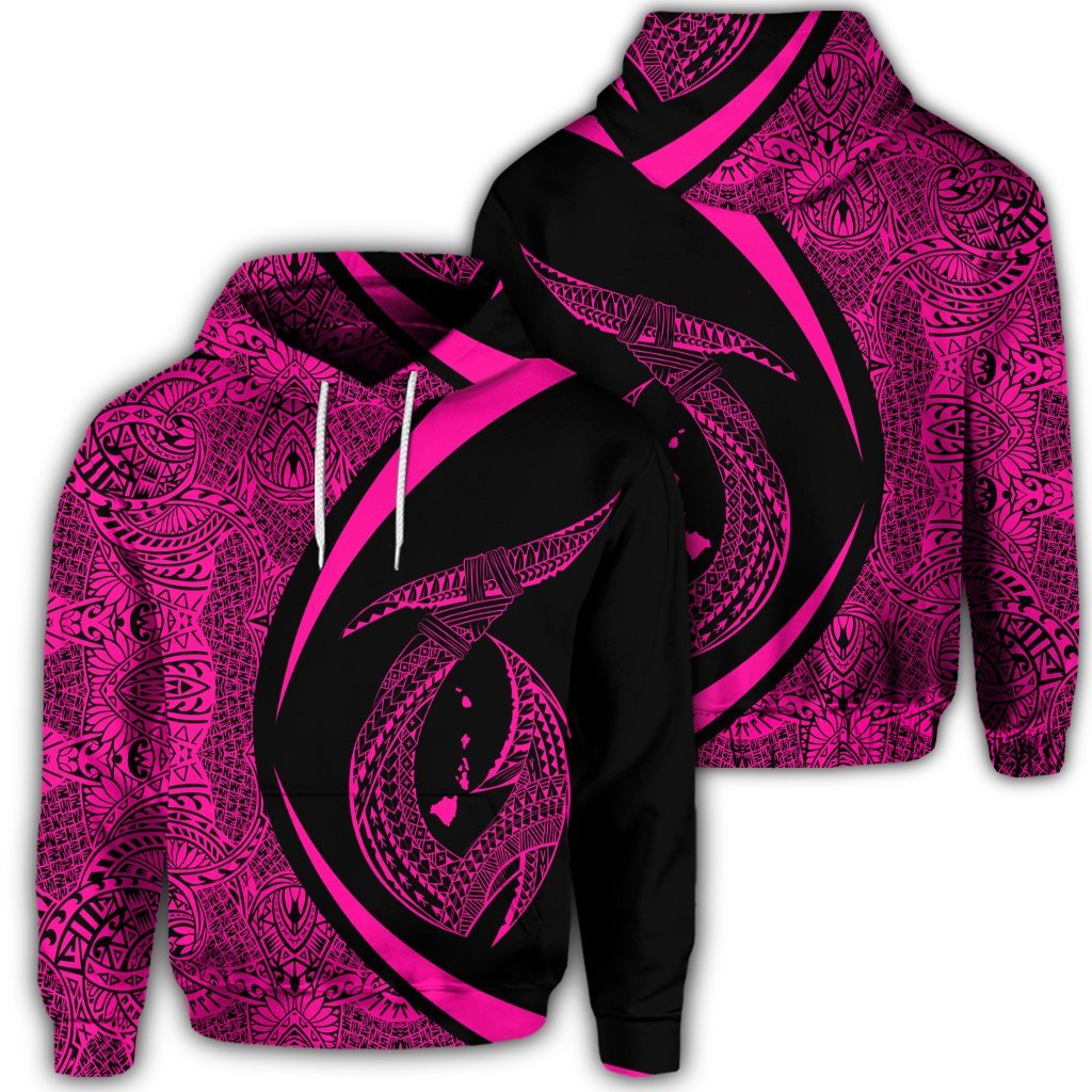 Hawaiian Fish Hook Polynesian Hoodie Circle Style Pink Unisex Art - Polynesian Pride