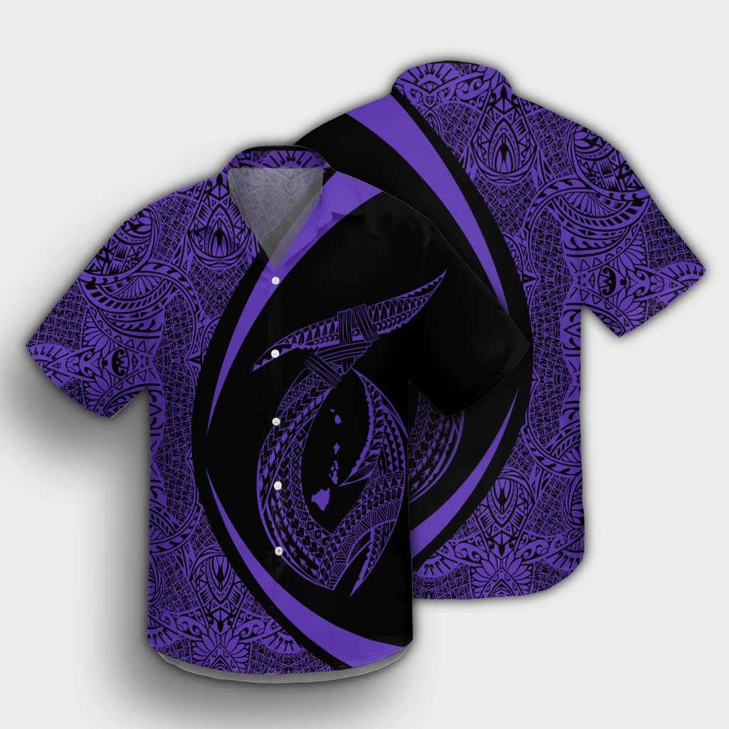 Hawaii Fish Hook Polynesian Hawaiian Shirt - Circle Style Purple - AH - Polynesian Pride