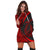 Hawaii Fish Hook Polynesian Hoodie Dress - Circle Style Red - AH - Polynesian Pride