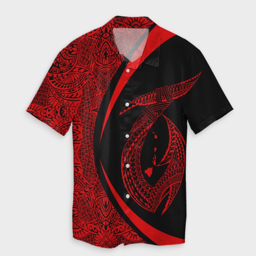 Hawaii Fish Hook Polynesian Hawaiian Shirt - Circle Style Red - AH Unisex Black - Polynesian Pride